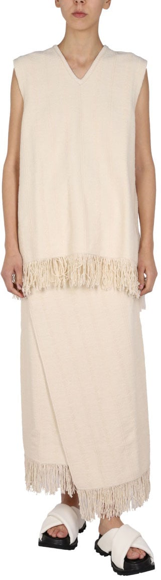 Jil Sander Cotton Linen Wrap Skirt Neutraal