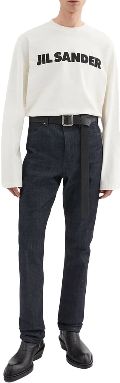 Jil Sander LOGO PRINT LONG SLEEVE T-SHIRT WHITE Wit