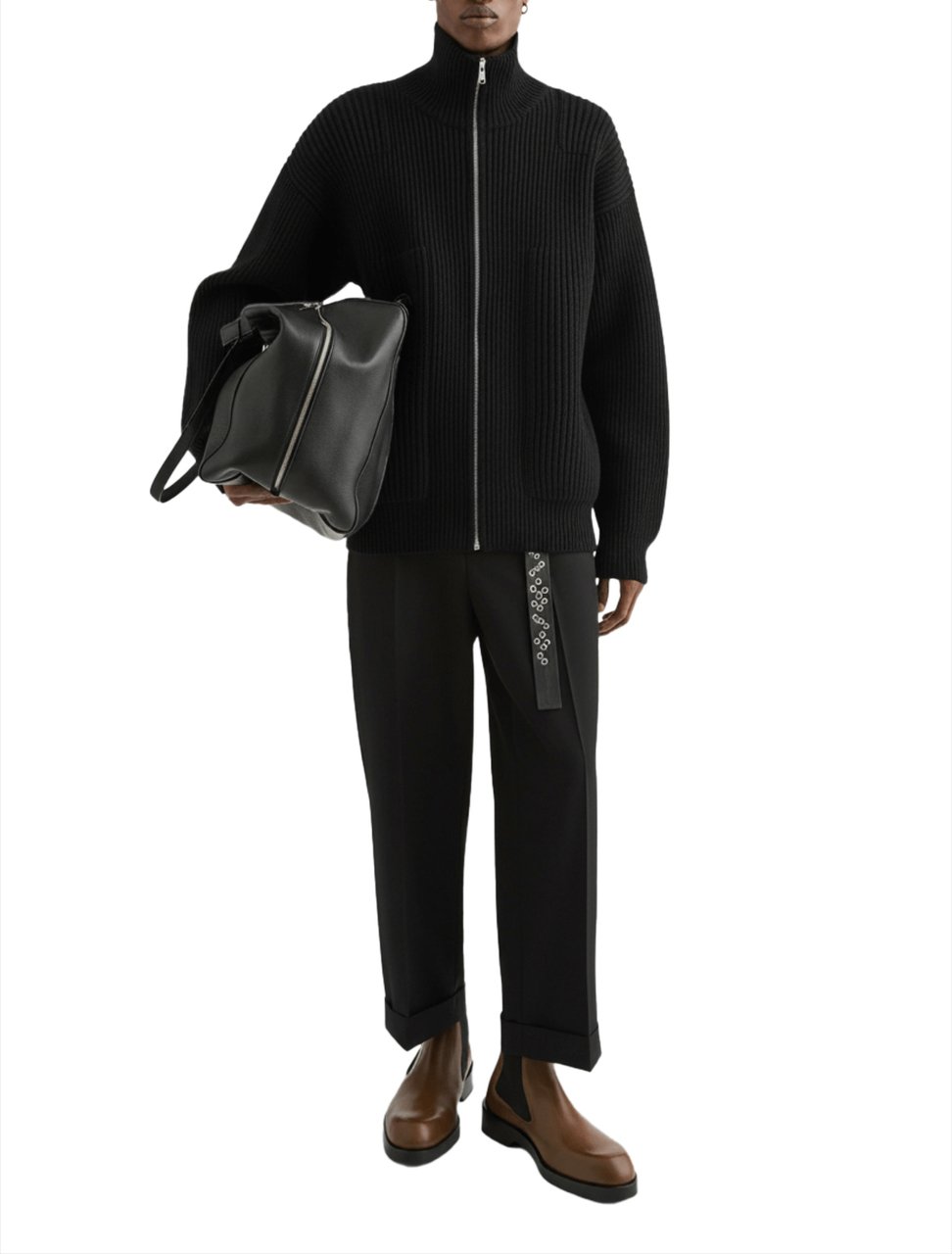 Jil Sander VEST MET RITS Zwart