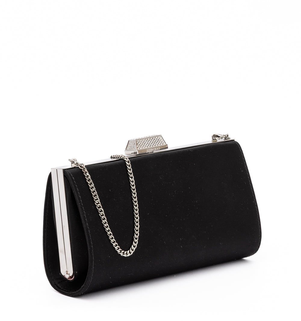 Jimmy Choo Black Satin Crossbody Bag Zwart