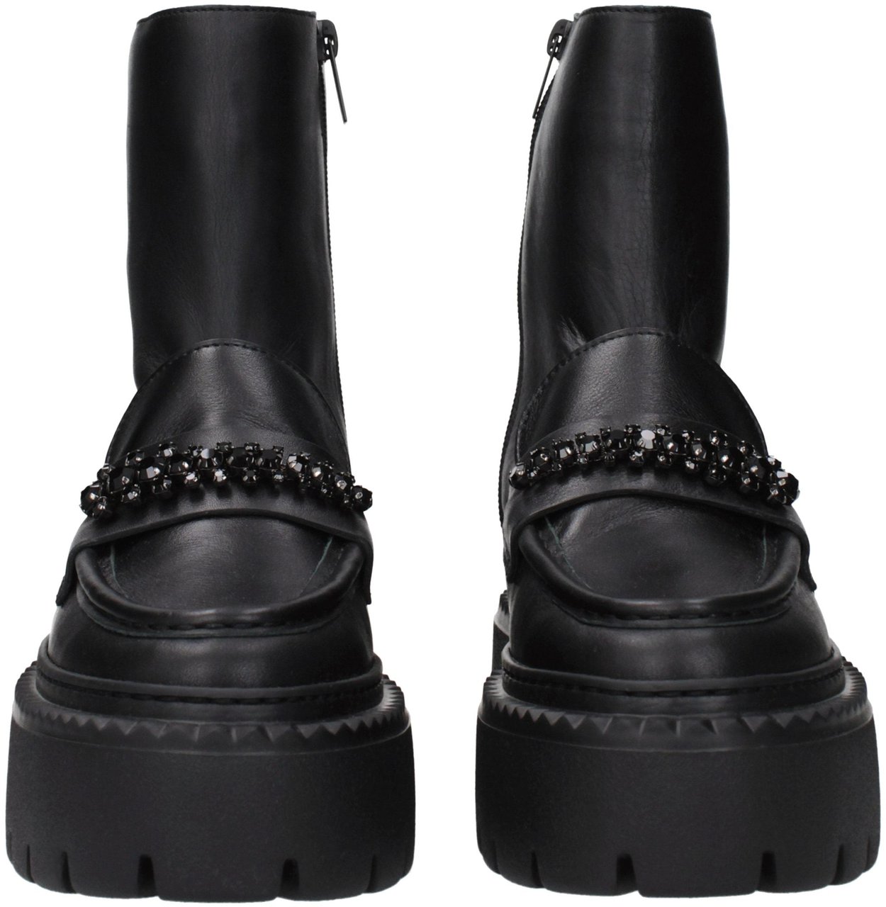 Jimmy Choo Black Leather Ankle Boots Zwart