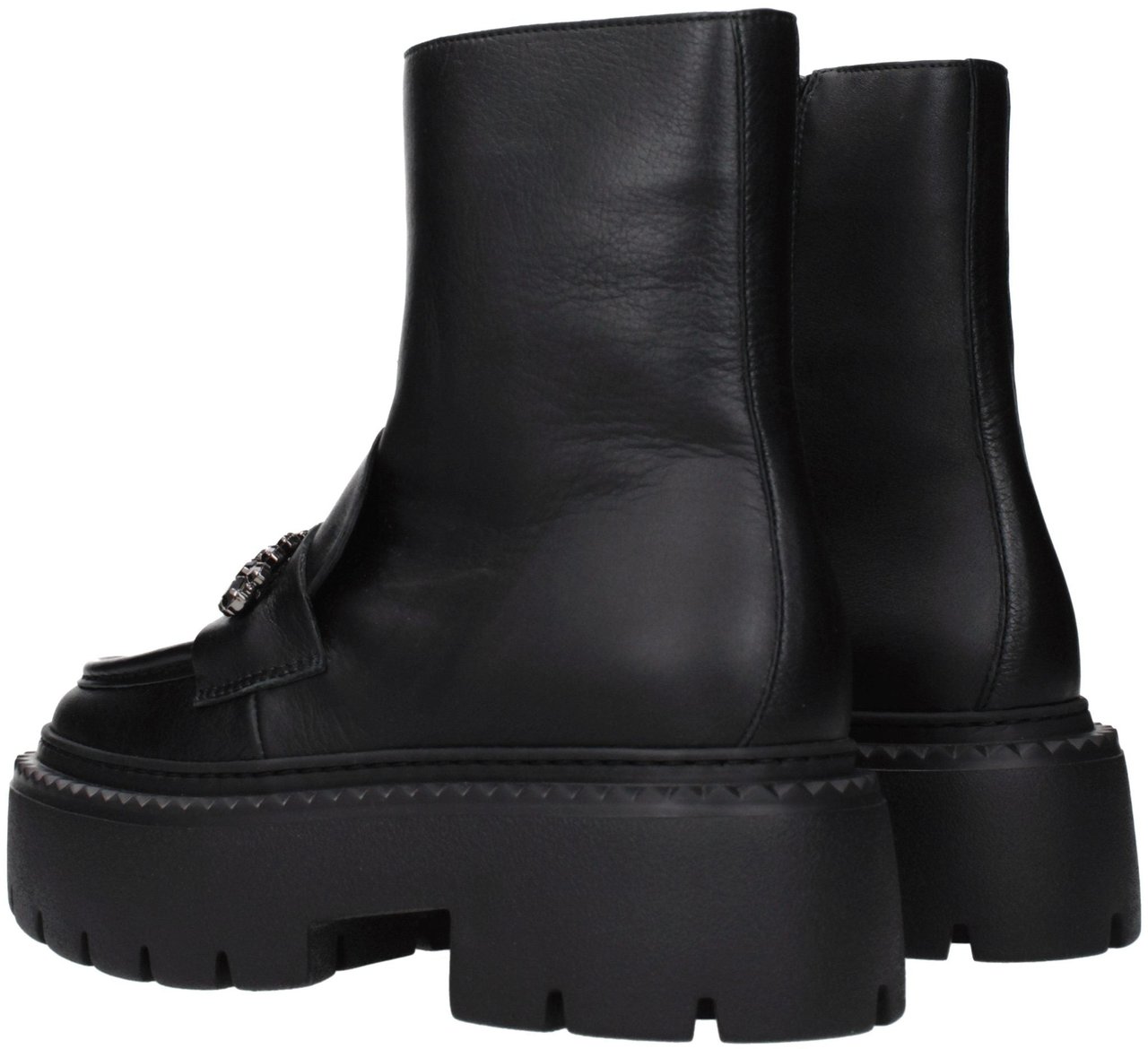 Jimmy Choo Black Leather Ankle Boots Zwart