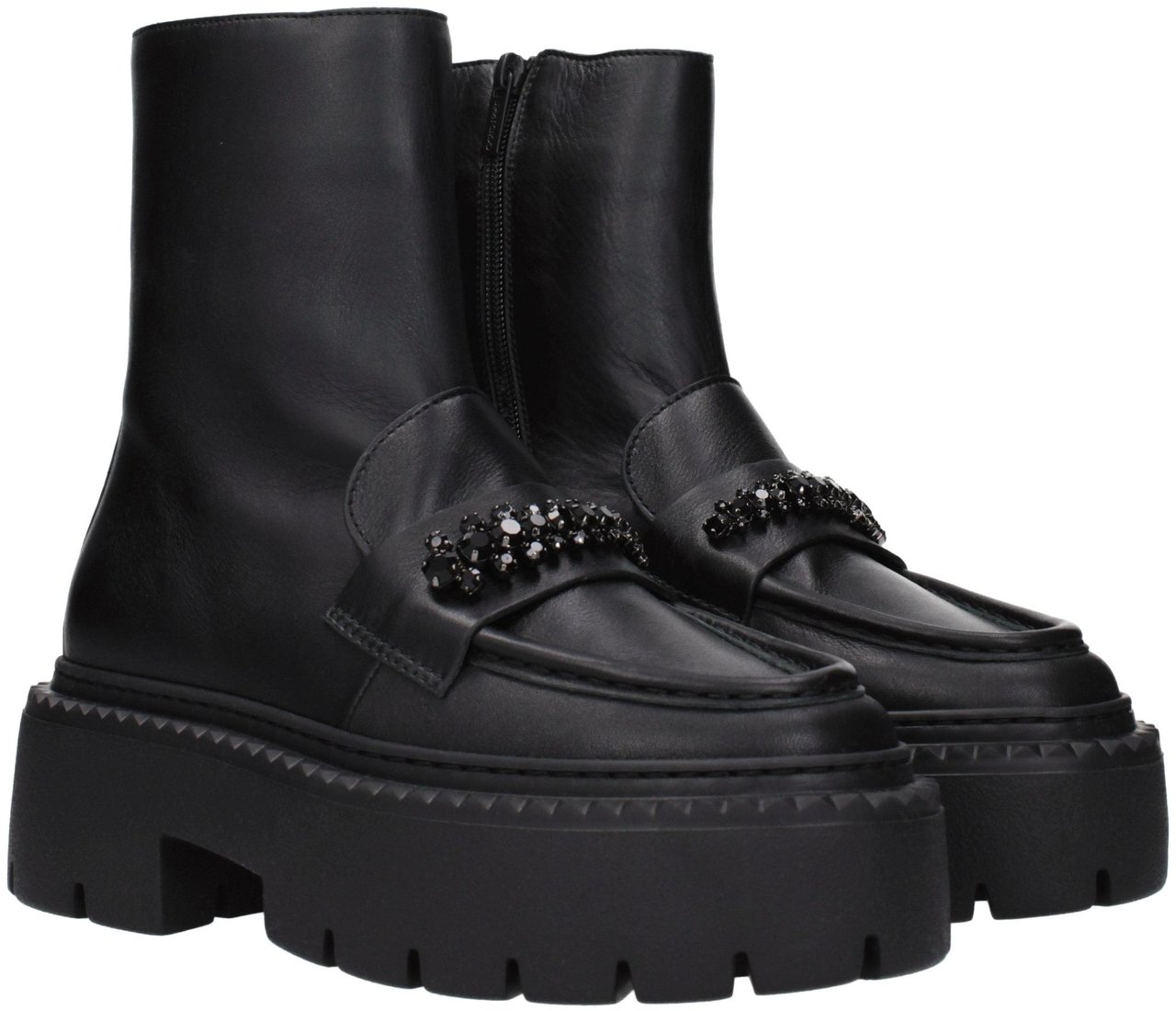 Jimmy Choo Black Leather Ankle Boots Zwart