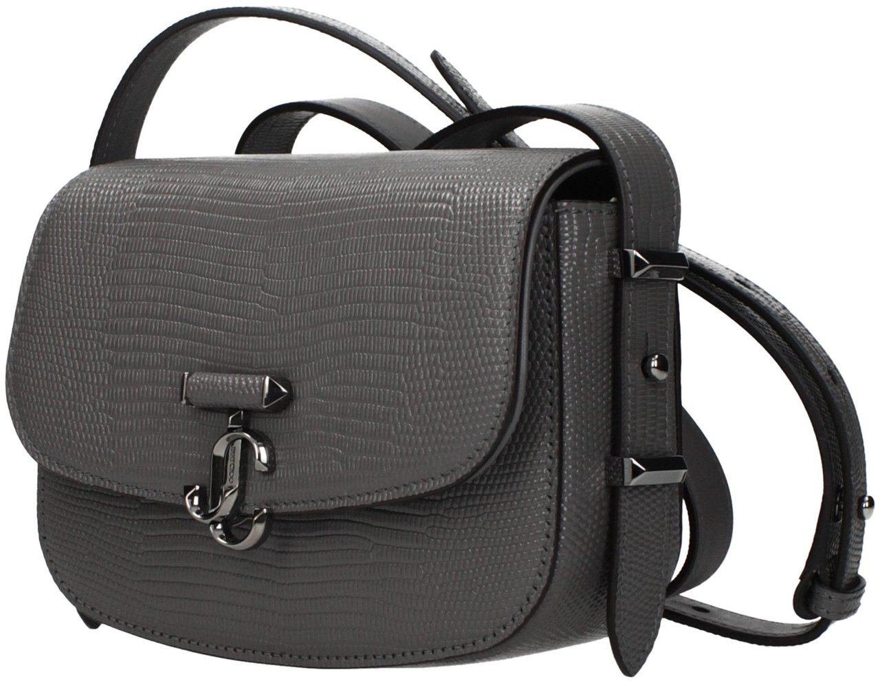 Jimmy Choo Gray Leather Shoulder Bag Grijs