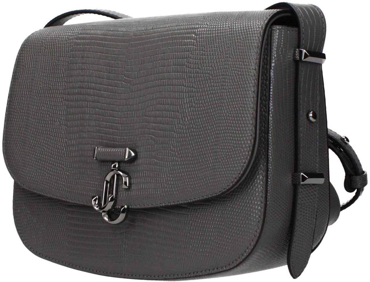 Jimmy Choo Gray Leather Crossbody Bag Grijs