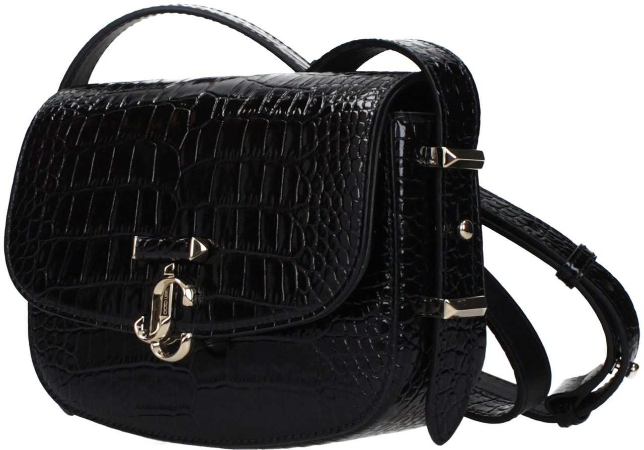 Jimmy Choo Black Leather Crossbody Bag Zwart