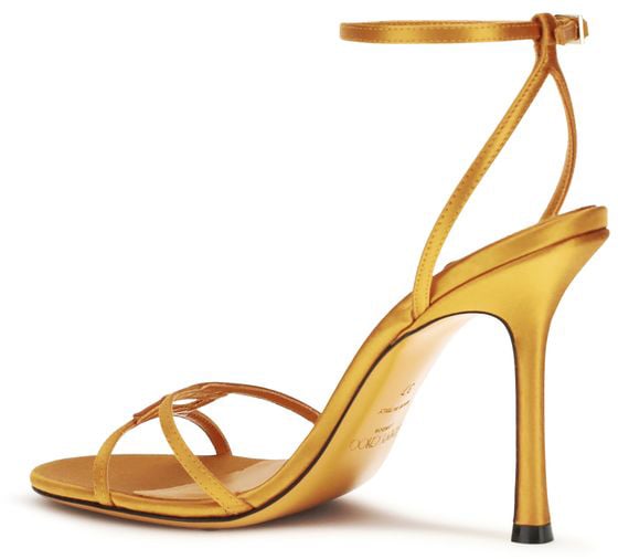 Jimmy Choo Orange Silk Stiletto Heel Sandals Oranje