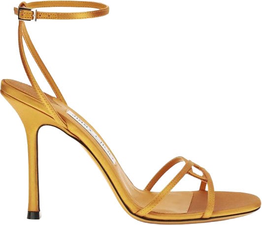 Jimmy Choo Orange Silk Stiletto Heel Sandals Oranje
