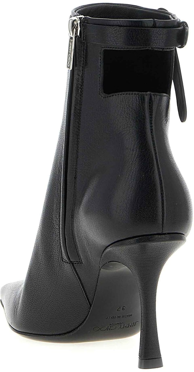 Jimmy Choo Black Leather Ankle Boots Zwart