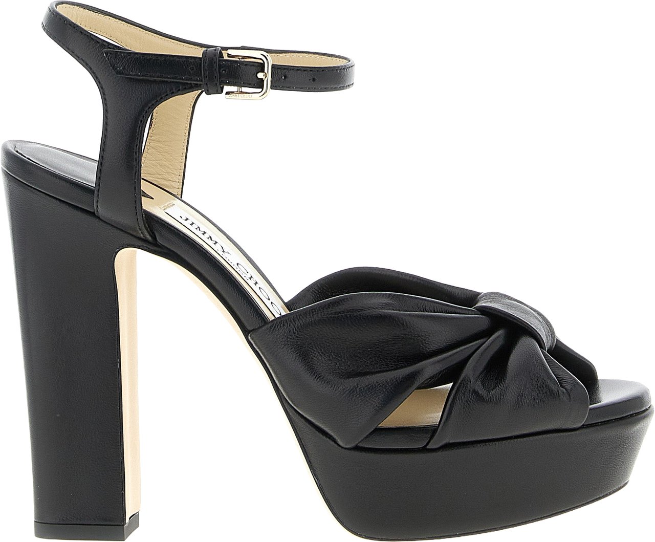 Jimmy Choo Black Leather Stiletto Heel Sandals Zwart