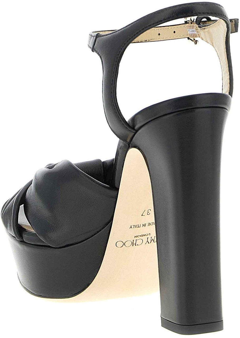 Jimmy Choo Black Leather Stiletto Heel Sandals Zwart