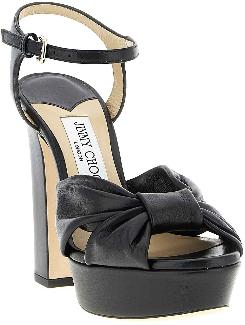 Jimmy Choo Black Leather Stiletto Heel Sandals Zwart