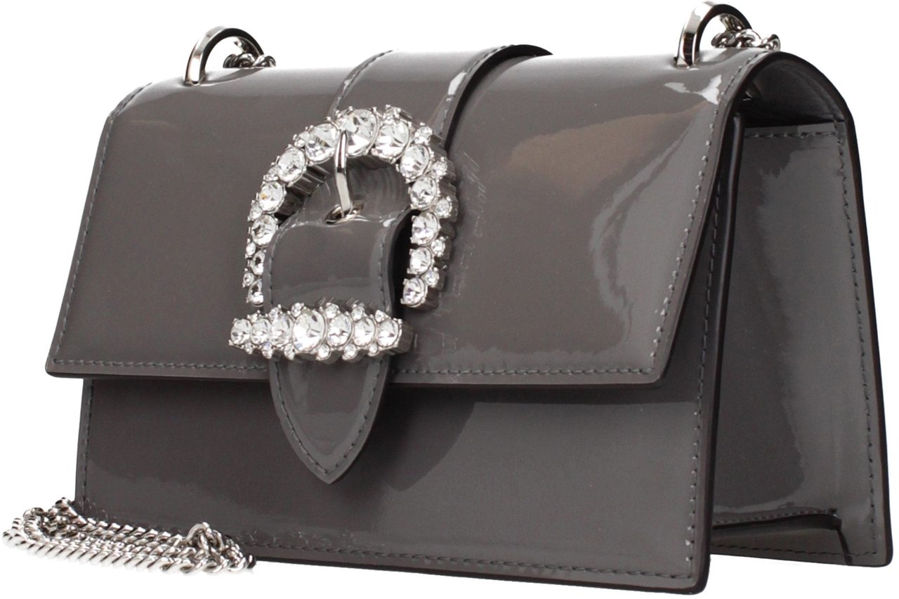 Jimmy Choo Gray Leather Shoulder Bag Grijs