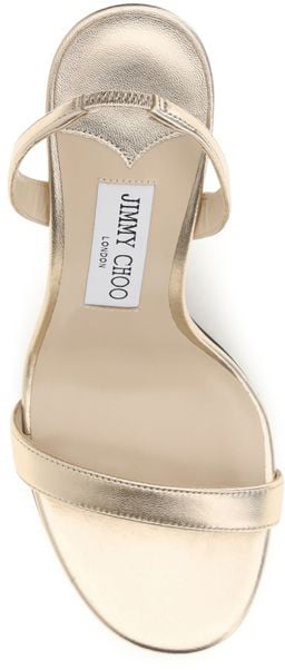 Jimmy Choo Minimalist High-Heeled Sandals with Metallic Finish Goud