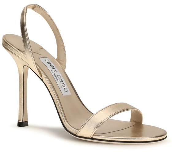 Jimmy Choo Minimalist High-Heeled Sandals with Metallic Finish Goud