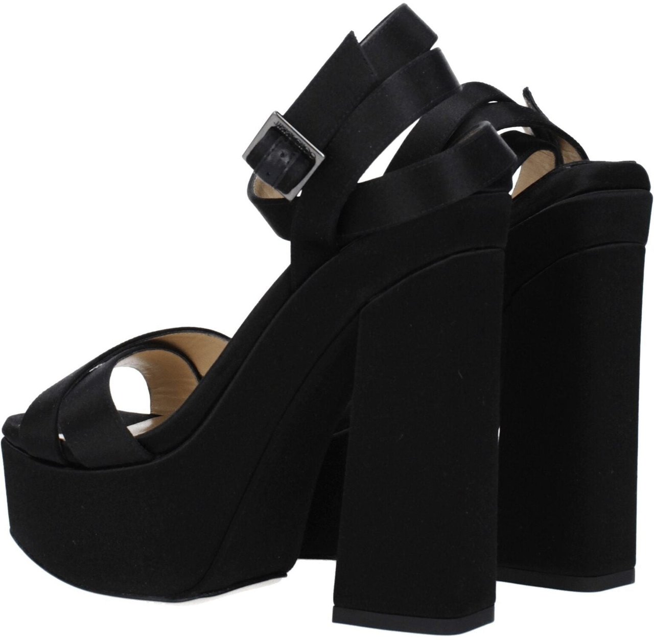 Jimmy Choo Black Satin Platform Sandals Zwart