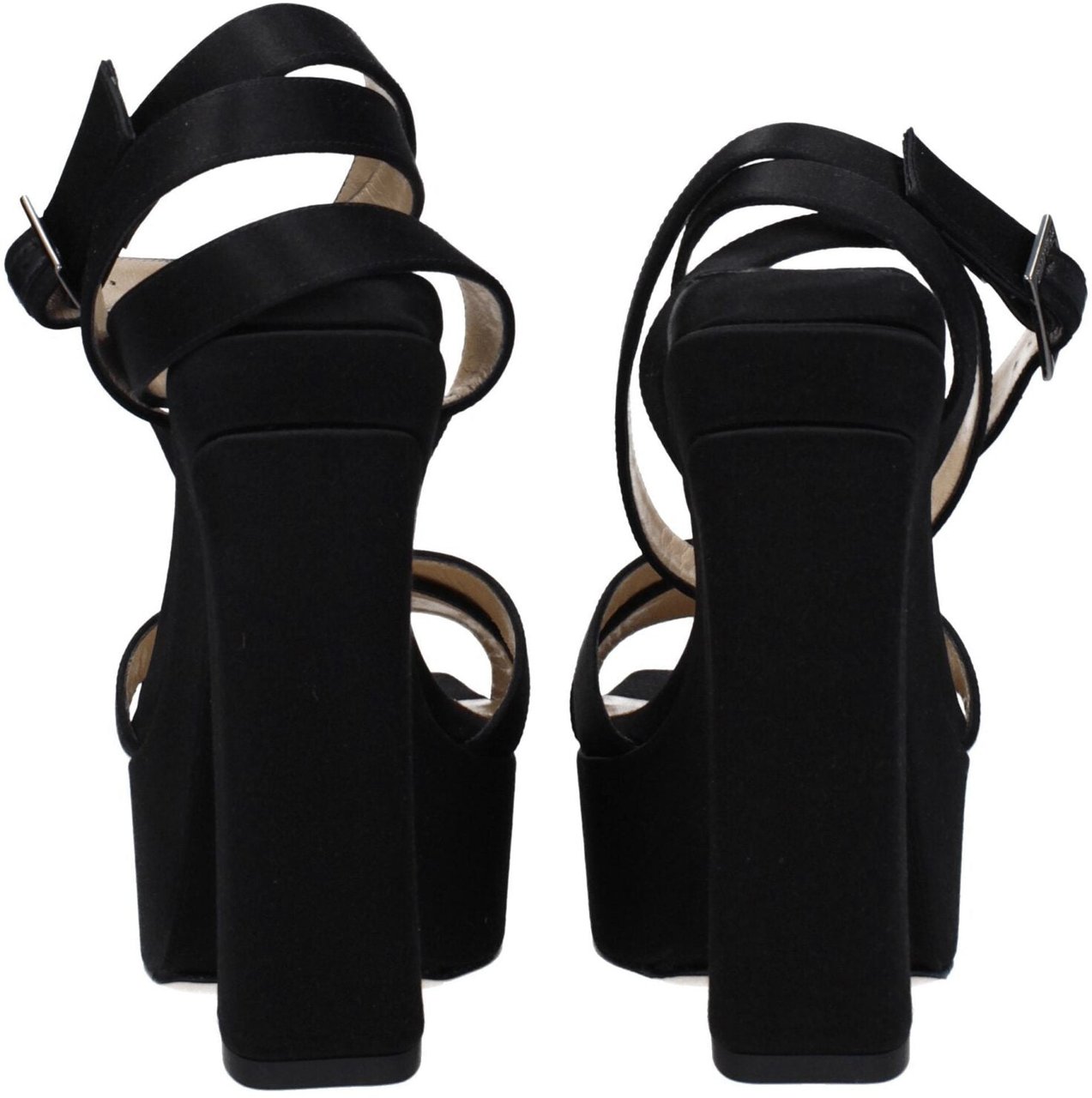 Jimmy Choo Black Satin Platform Sandals Zwart