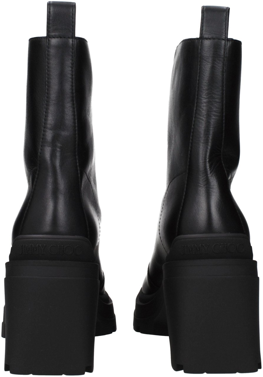 Jimmy Choo Black Leather Ankle Boots Zwart