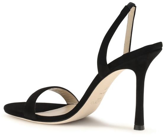 Jimmy Choo Black Calf Leather Bos Taurus Stiletto Heel Sandals Zwart