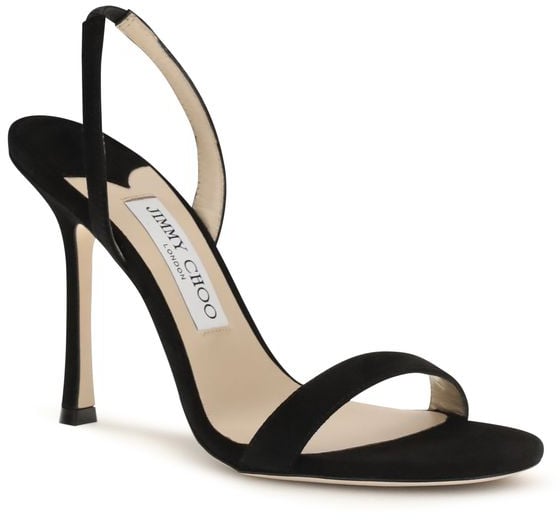 Jimmy Choo Black Calf Leather Bos Taurus Stiletto Heel Sandals Zwart