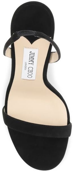 Jimmy Choo Black Calf Leather Bos Taurus Stiletto Heel Sandals Zwart