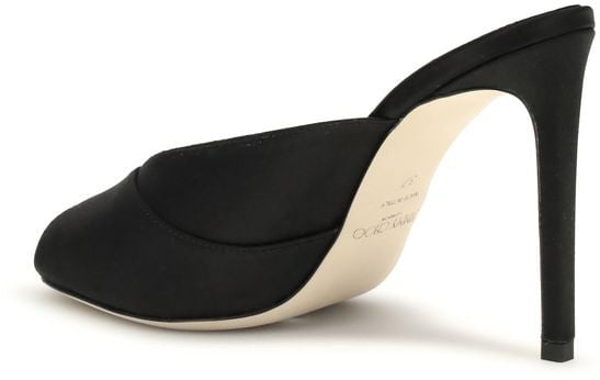 Jimmy Choo Black Calf Leather Bos Taurus Stiletto Heel Sandals Zwart