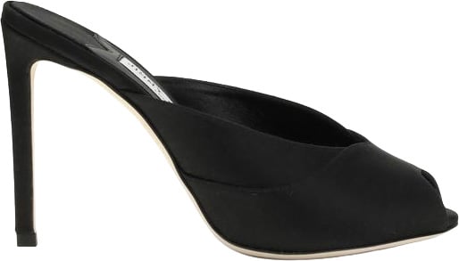 Jimmy Choo Black Calf Leather Bos Taurus Stiletto Heel Sandals Zwart