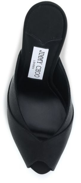 Jimmy Choo Black Calf Leather Bos Taurus Stiletto Heel Sandals Zwart