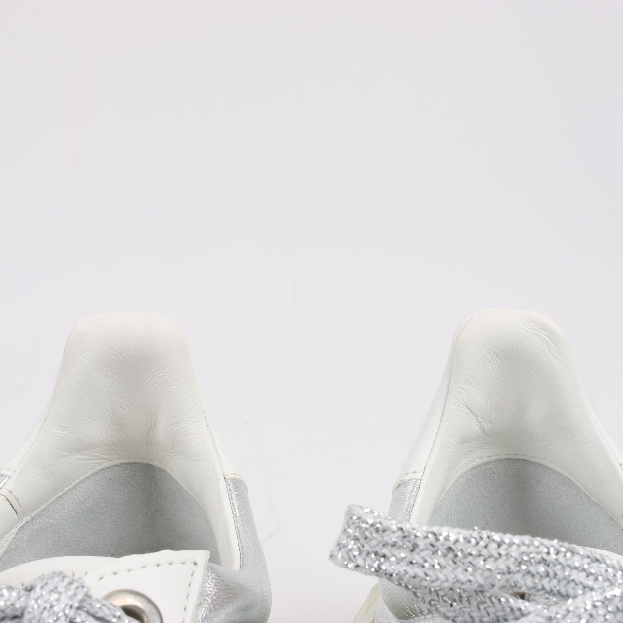 Jimmy Choo Jimmy Choo Diamond Leather Sneakers in White x Silver, Size 38 EU Wit