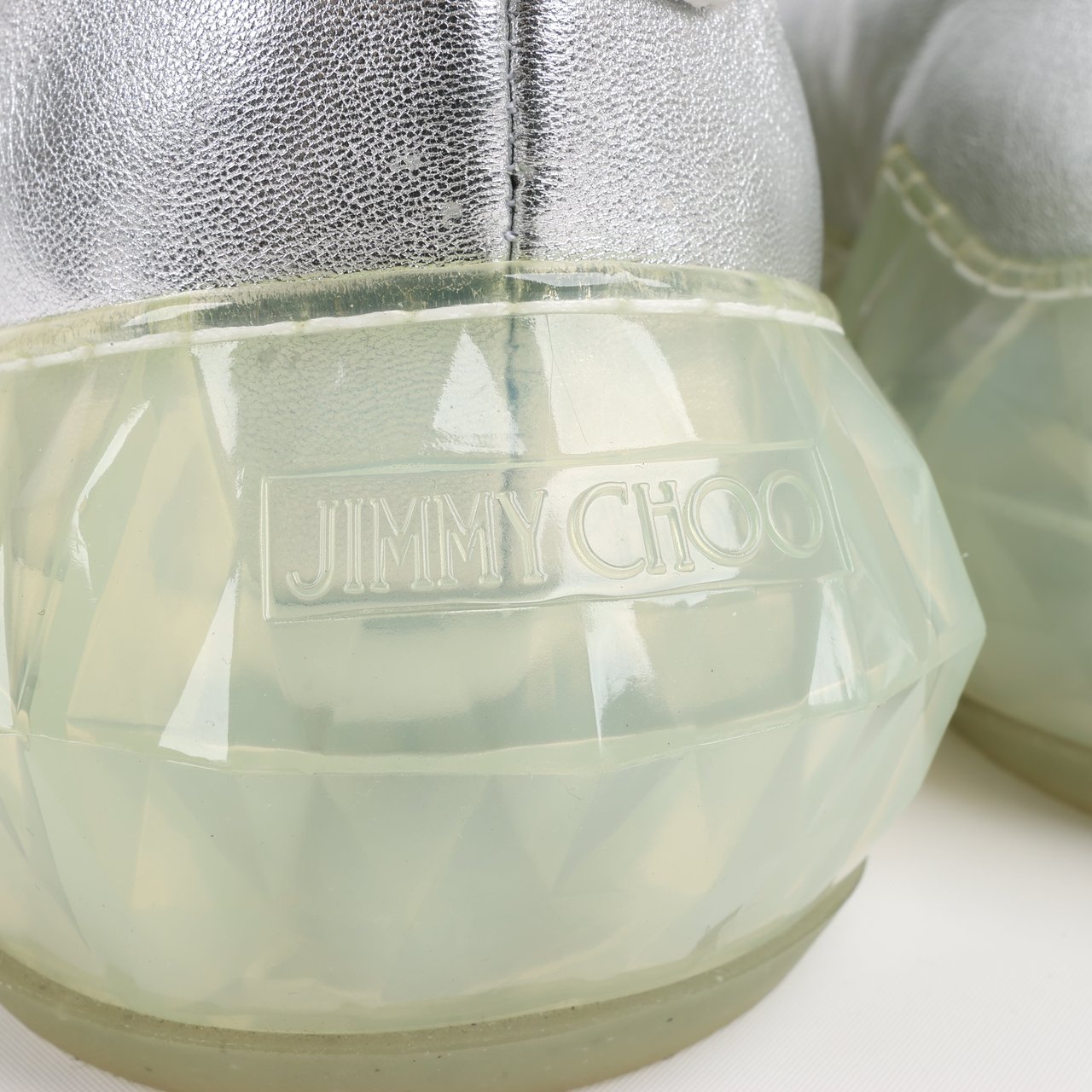 Jimmy Choo Jimmy Choo Diamond Leather Sneakers in White x Silver, Size 38 EU Wit