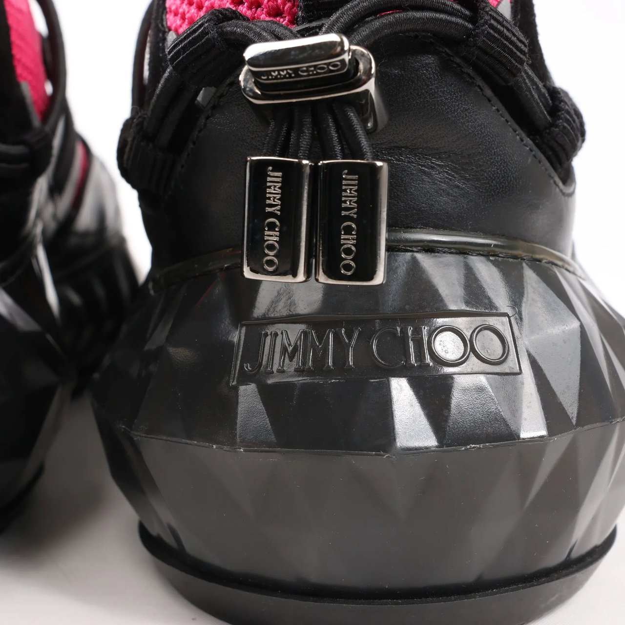 Jimmy Choo Jimmy Choo Diamond Fabric Sneakers in Pink x Black, Size 39 EU Divers
