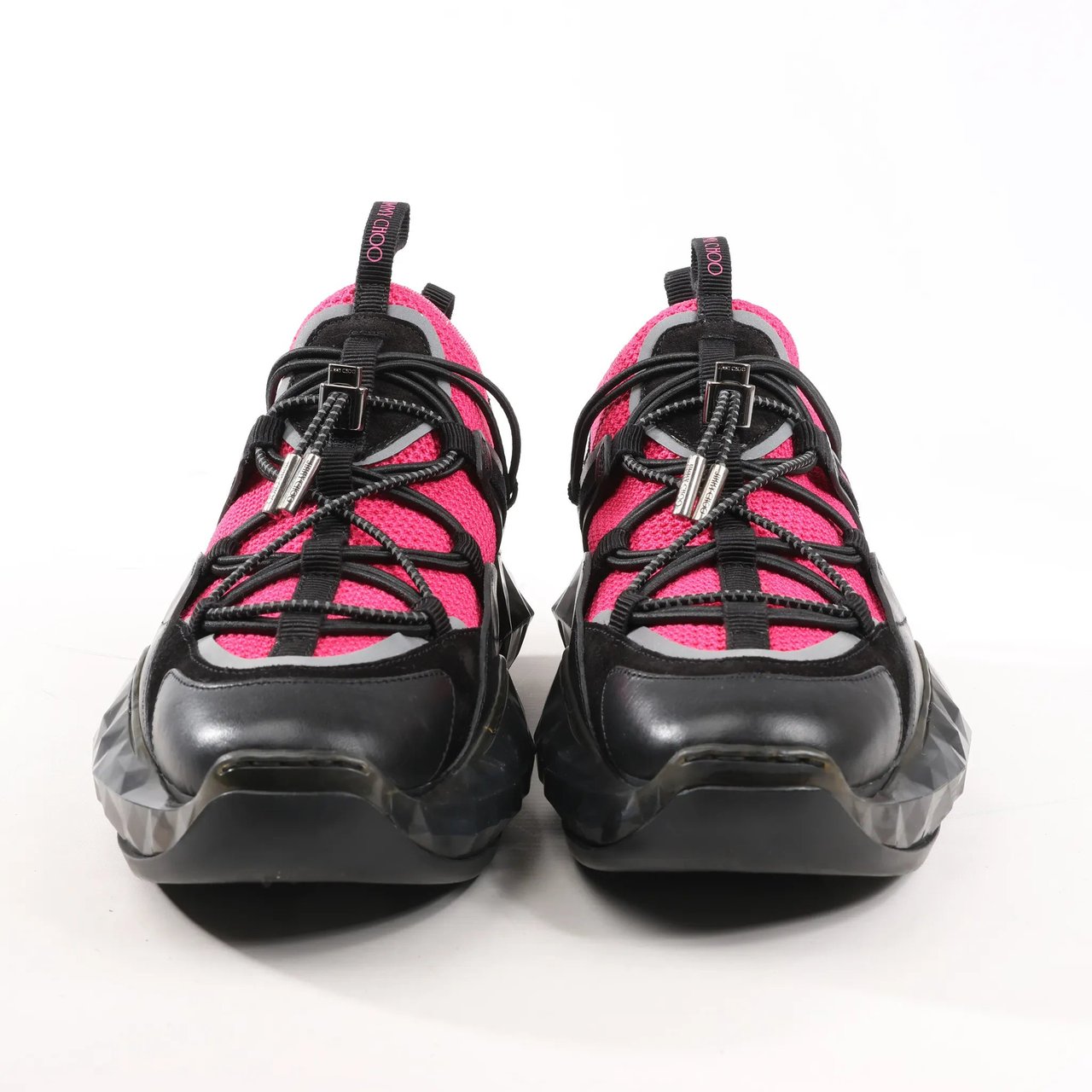 Jimmy Choo Jimmy Choo Diamond Fabric Sneakers in Pink x Black, Size 39 EU Divers