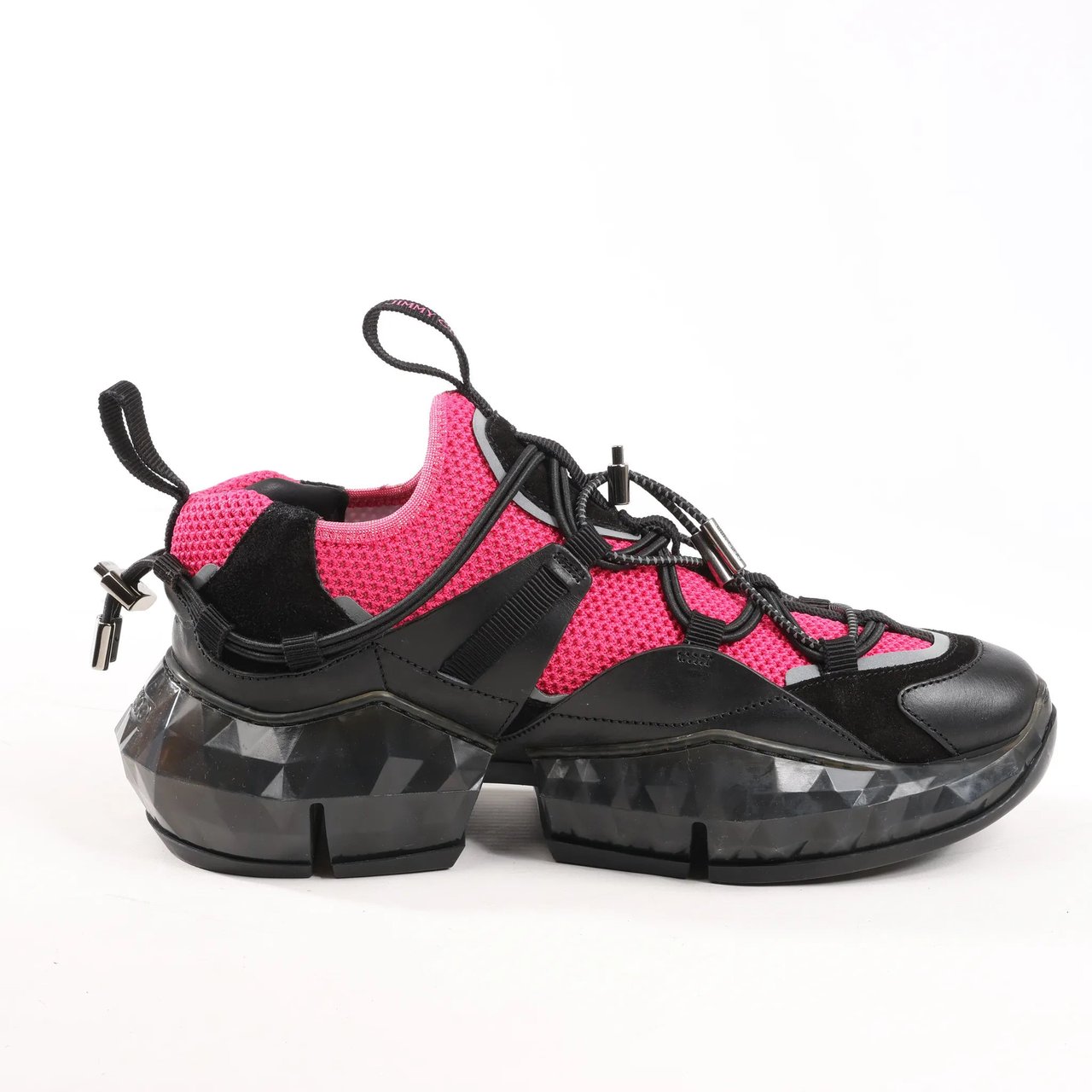 Jimmy Choo Jimmy Choo Diamond Fabric Sneakers in Pink x Black, Size 39 EU Divers