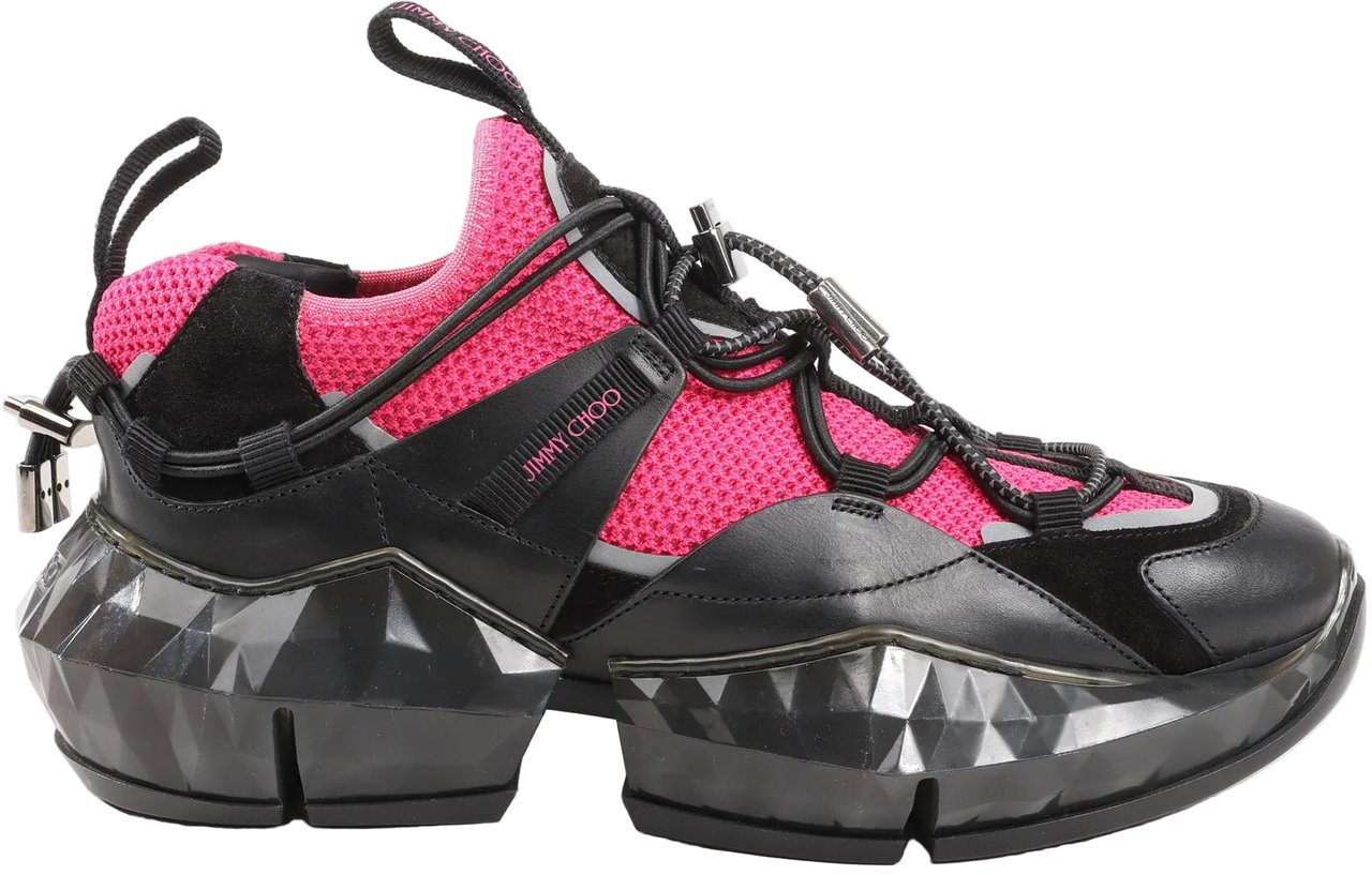 Jimmy Choo Jimmy Choo Diamond Fabric Sneakers in Pink x Black, Size 39 EU Divers