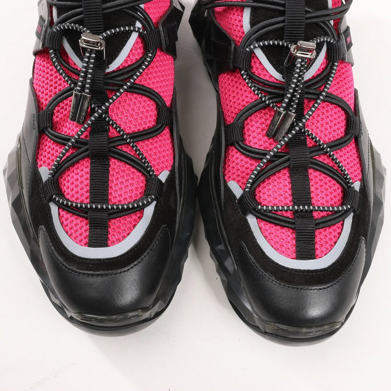 Jimmy Choo Jimmy Choo Diamond Fabric Sneakers in Pink x Black, Size 39 EU Divers