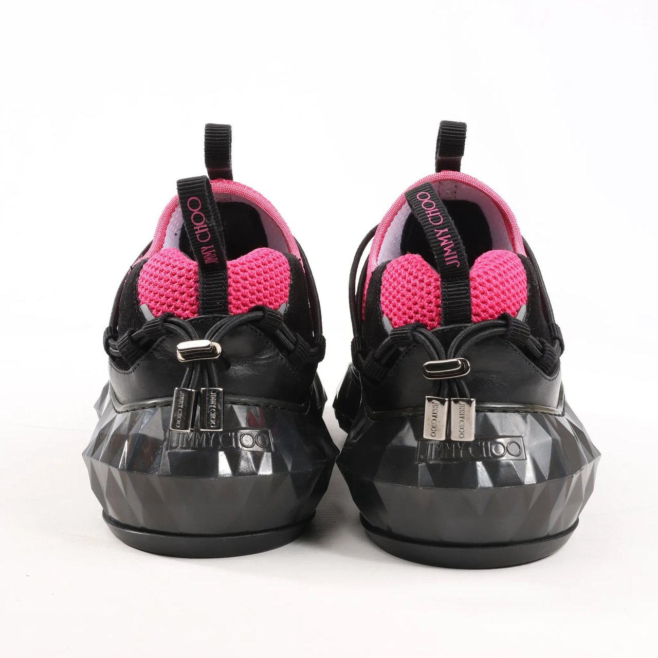 Jimmy Choo Jimmy Choo Diamond Fabric Sneakers in Pink x Black, Size 39 EU Divers