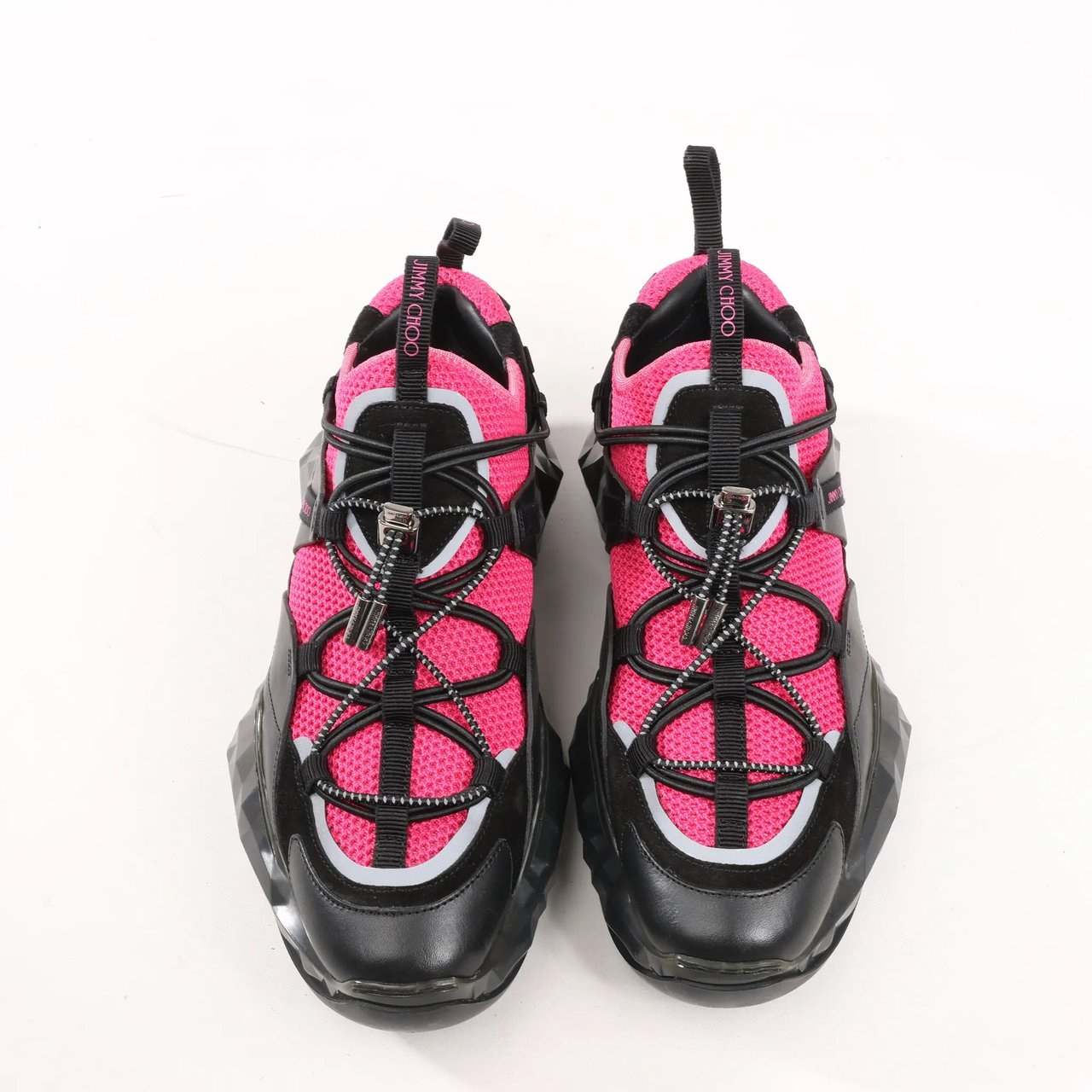 Jimmy Choo Jimmy Choo Diamond Fabric Sneakers in Pink x Black, Size 39 EU Divers