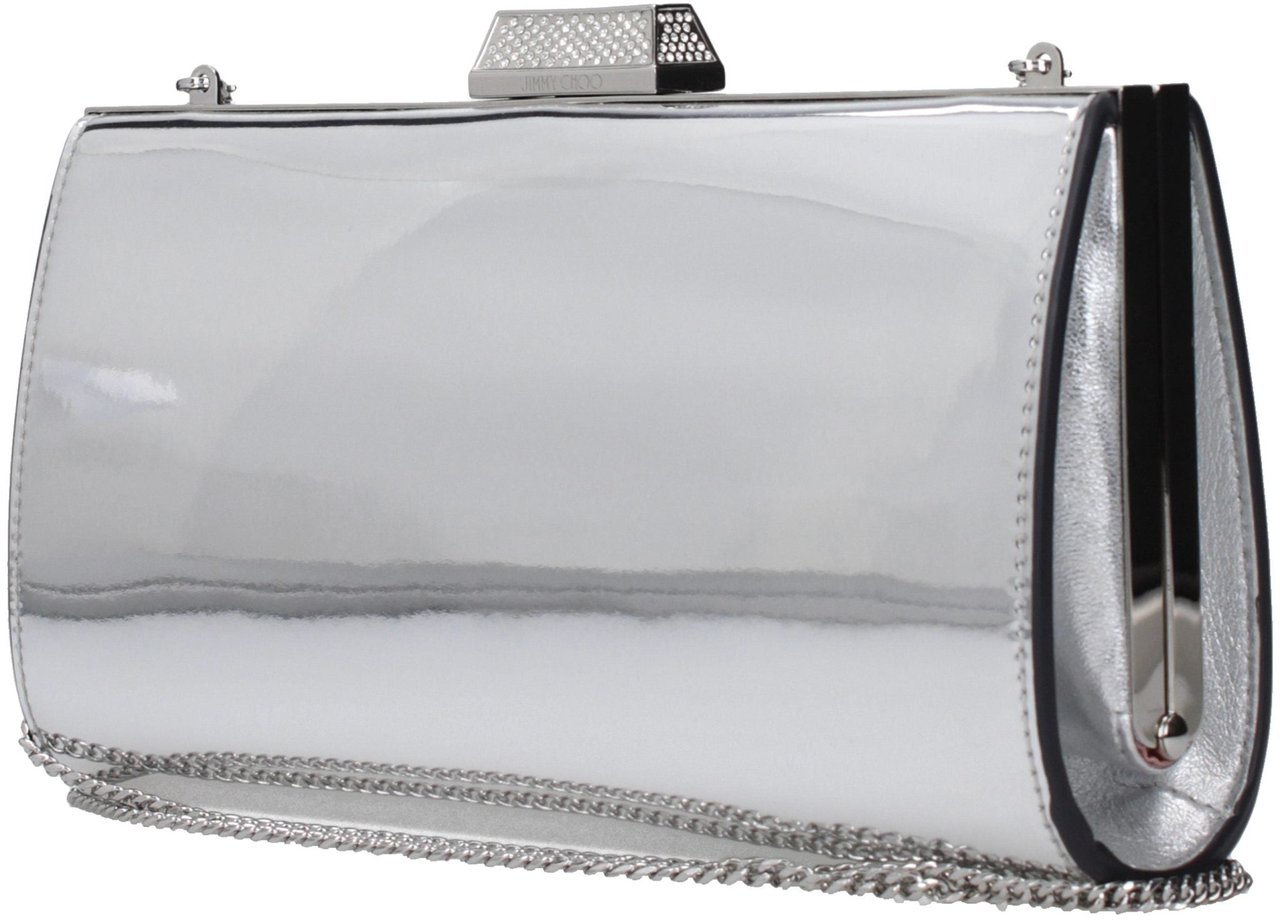 Jimmy Choo Gray Leather Clutch Bag Grijs