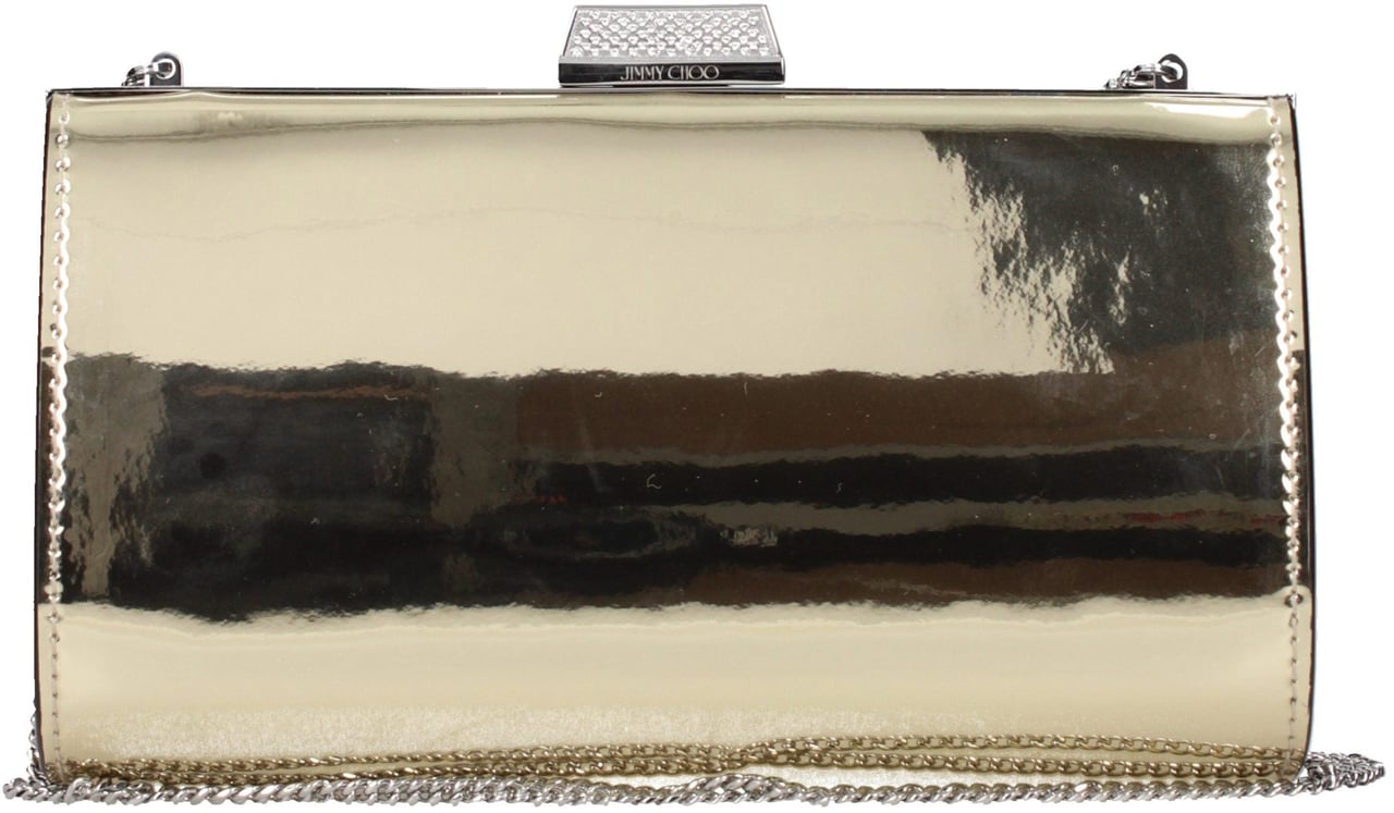 Jimmy Choo Gold Leather Clutch Bag Goud