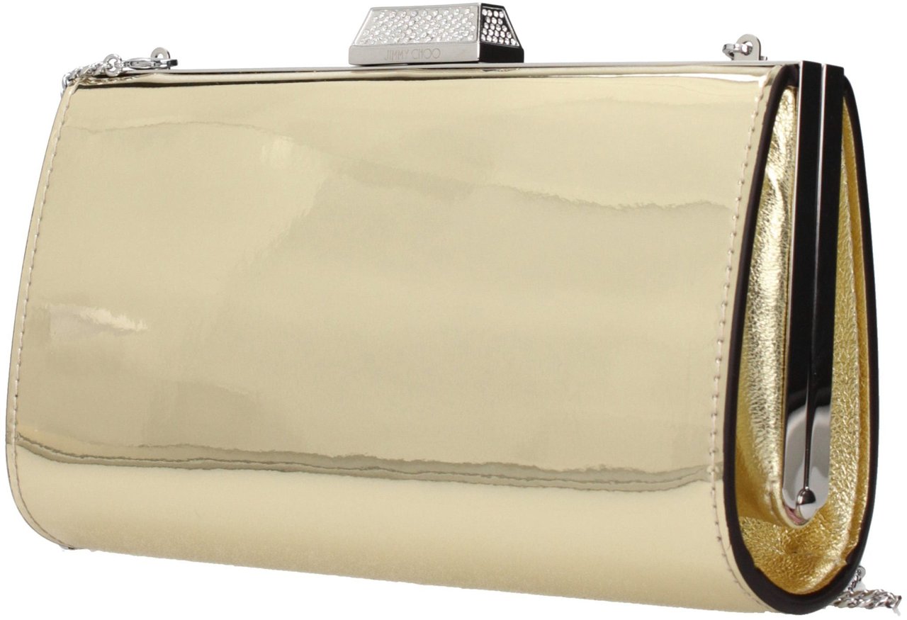 Jimmy Choo Gold Leather Clutch Bag Goud