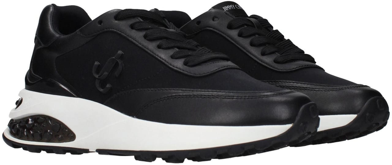 Jimmy Choo Black Fabric Athletic Sneakers Zwart
