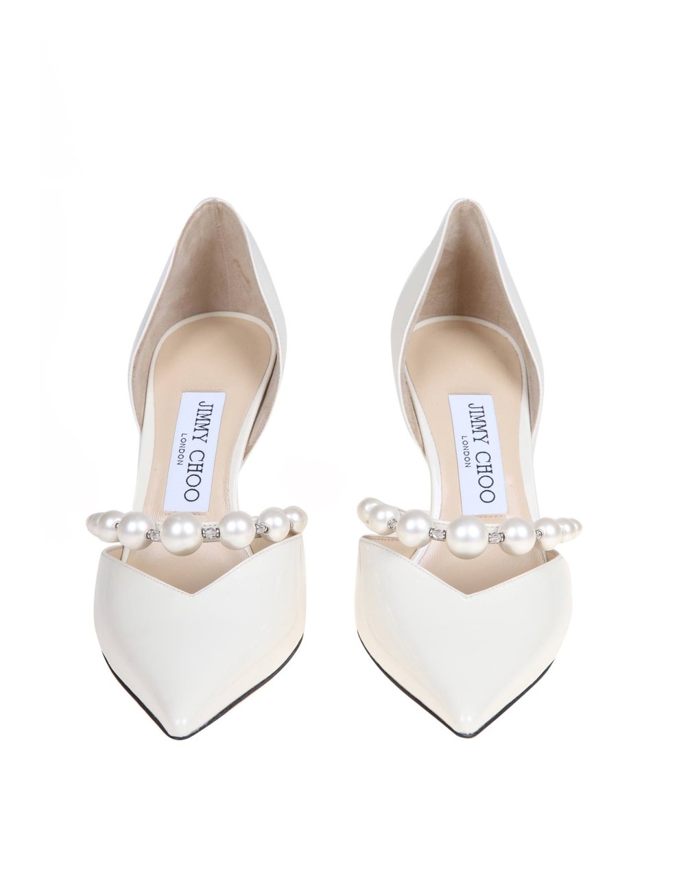 Jimmy Choo Jimmy choo aurelie 85 patent leather pumps with applied pearls Beige