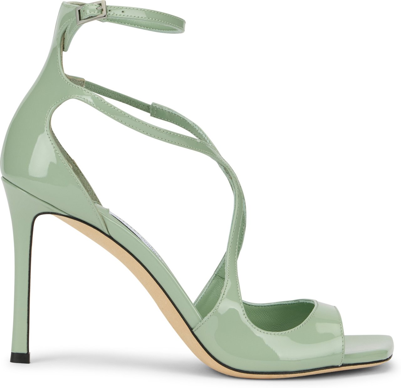 Jimmy Choo Asia 95 Leather Lacquered Sandals Groen