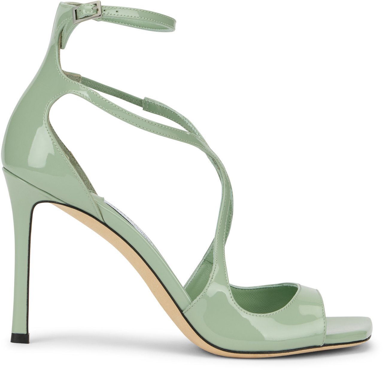 Jimmy Choo Asia 95 Leather Lacquered Sandals Groen