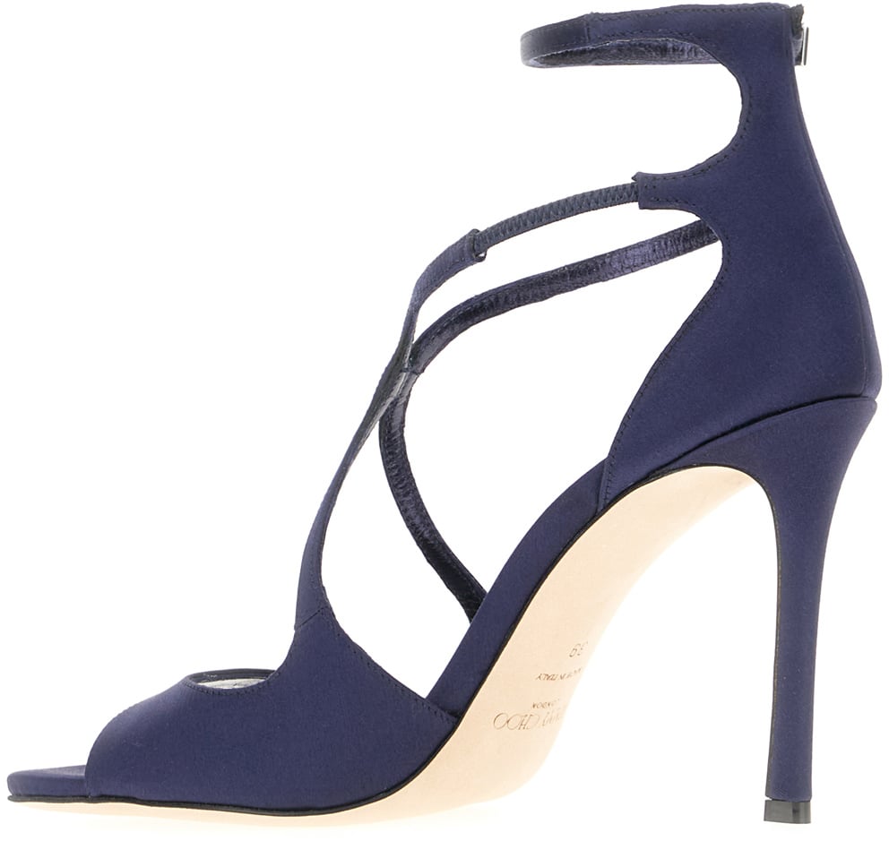 Jimmy Choo Midnight blue satin Azia sandals Blauw