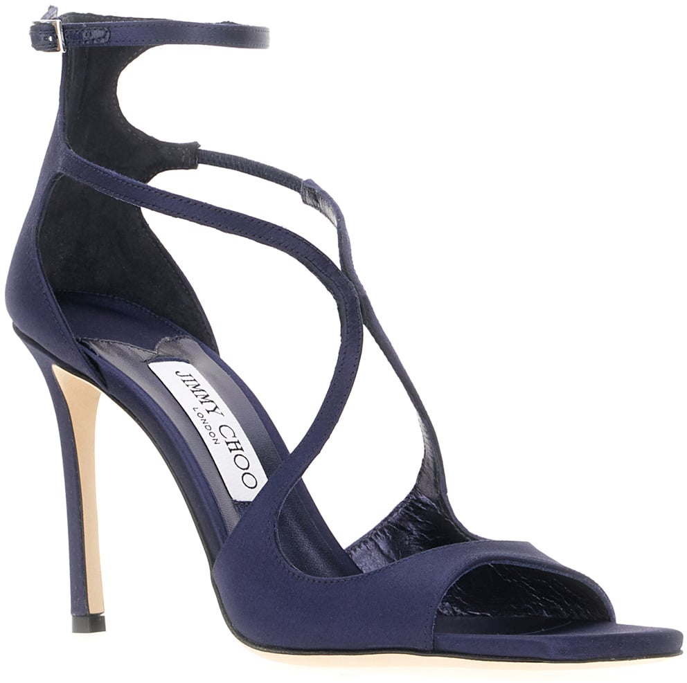 Jimmy Choo Midnight blue satin Azia sandals Blauw