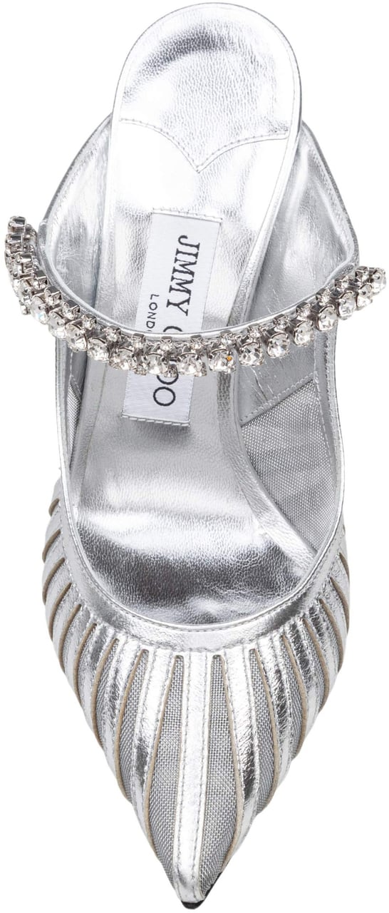 Jimmy Choo Jimmy choo bing mules in leather and tulle, silver color Zilver