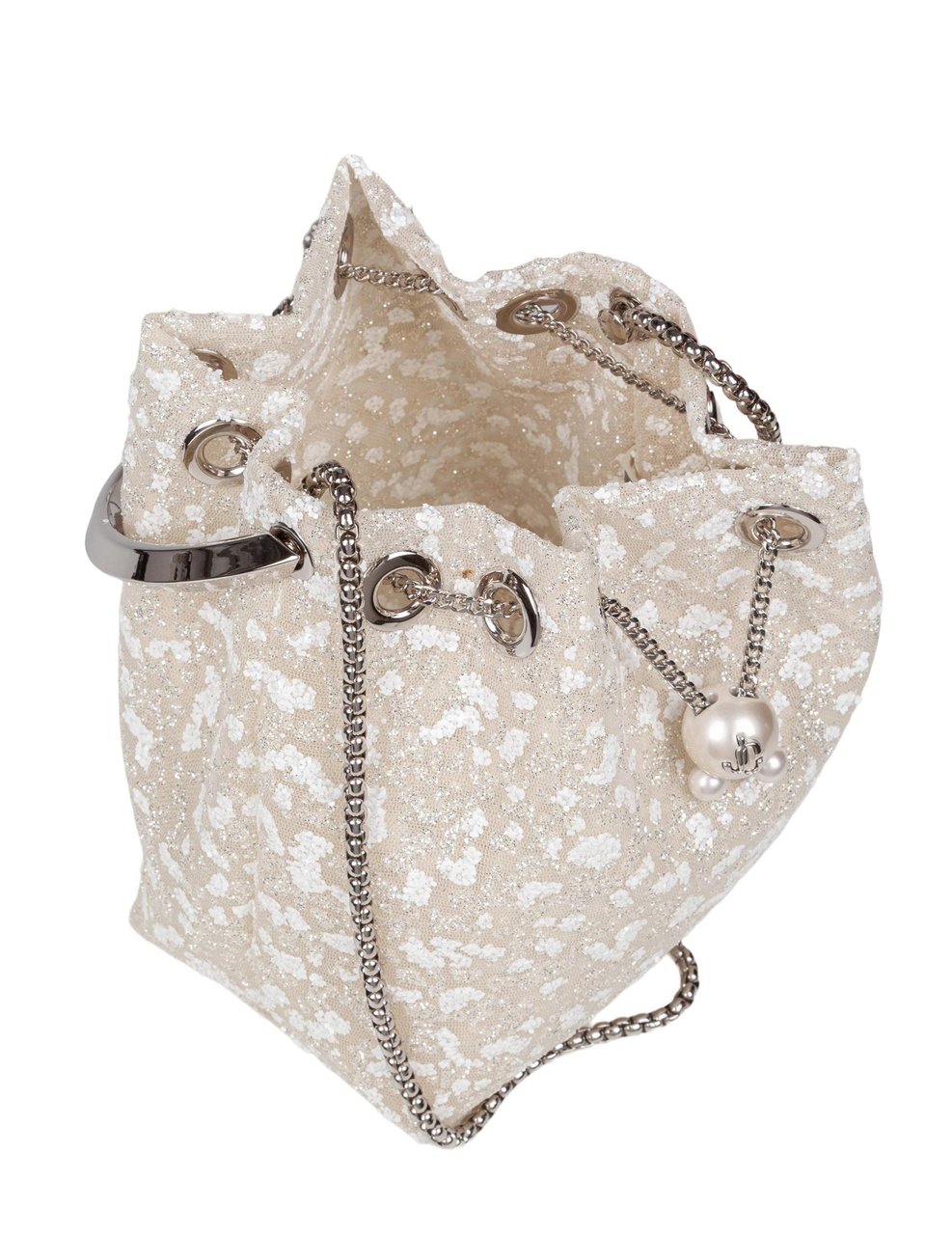 Jimmy Choo Jimmy choo bon bon zgz mesh handbag in ivory with micro-crystal appliques Neutraal