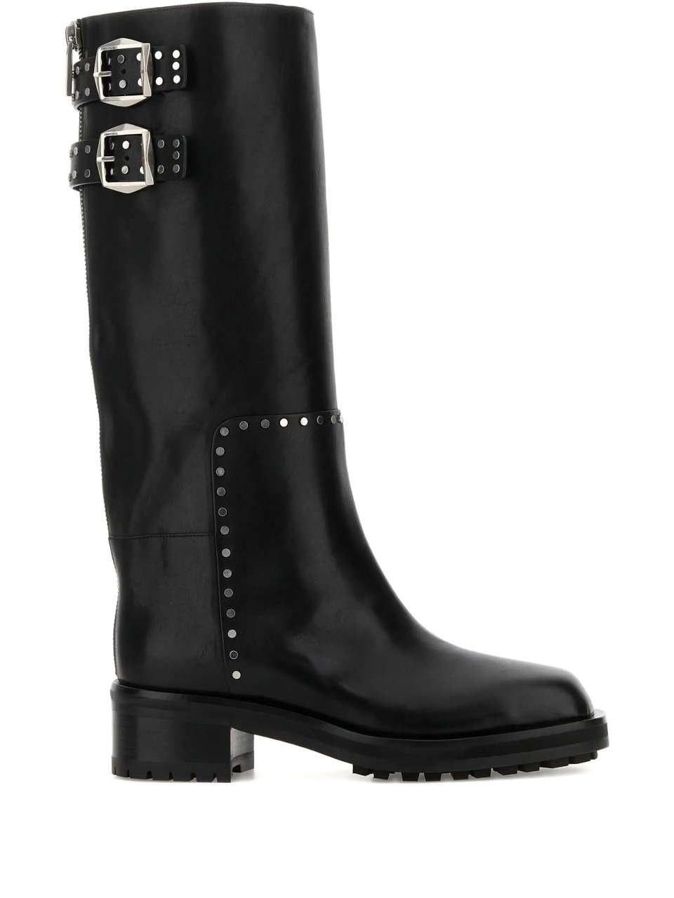 Jimmy Choo Black Brooklyn Studded Leather Boots Zwart