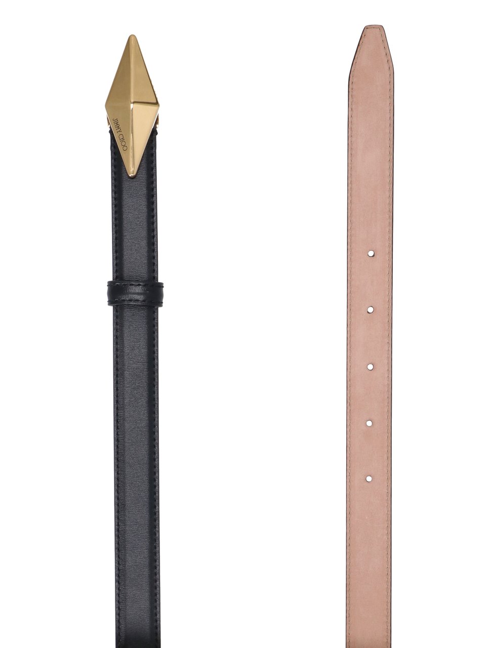 Jimmy Choo Black Diamond Clasp Leather Belt Zwart